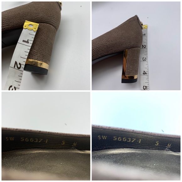 Stuart Weitzman Pointy Toe Textured Gray Taupe 5M - Picture 8 of 8